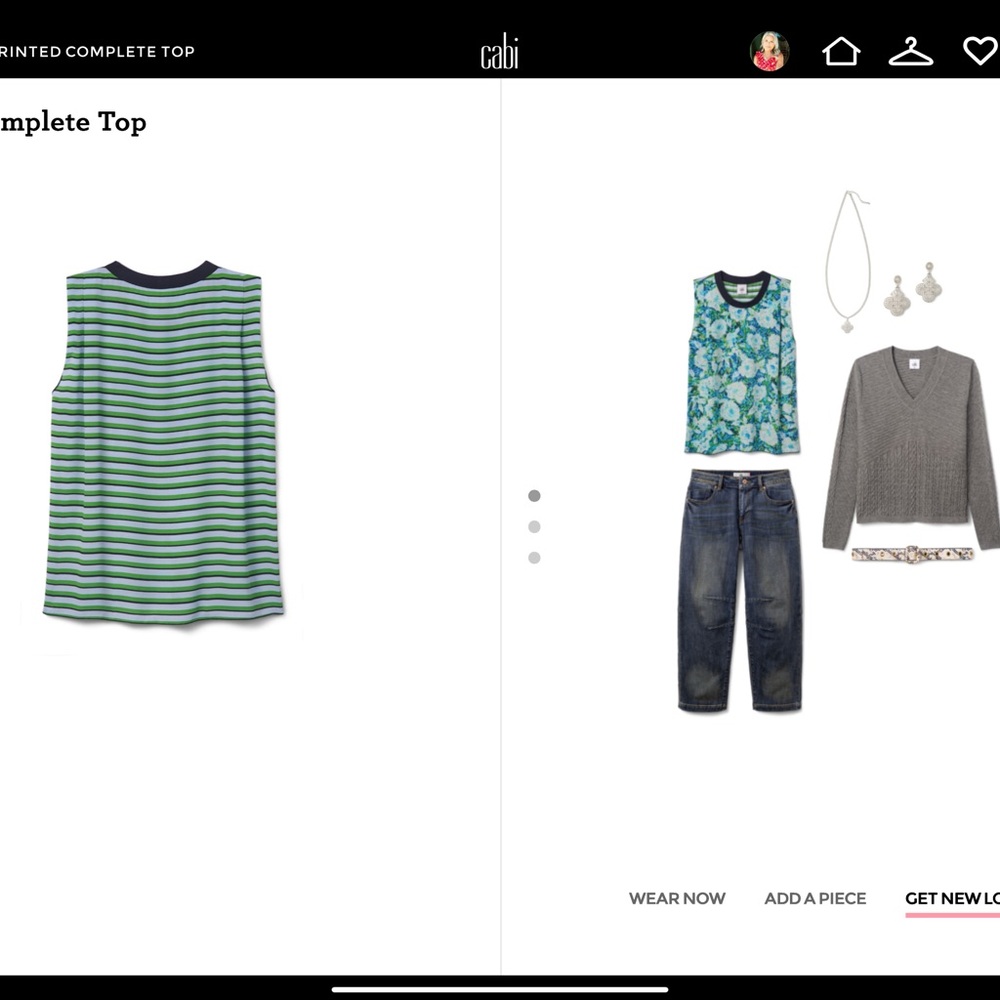 CAbi Floral Sleeveless Top in Blue and Green